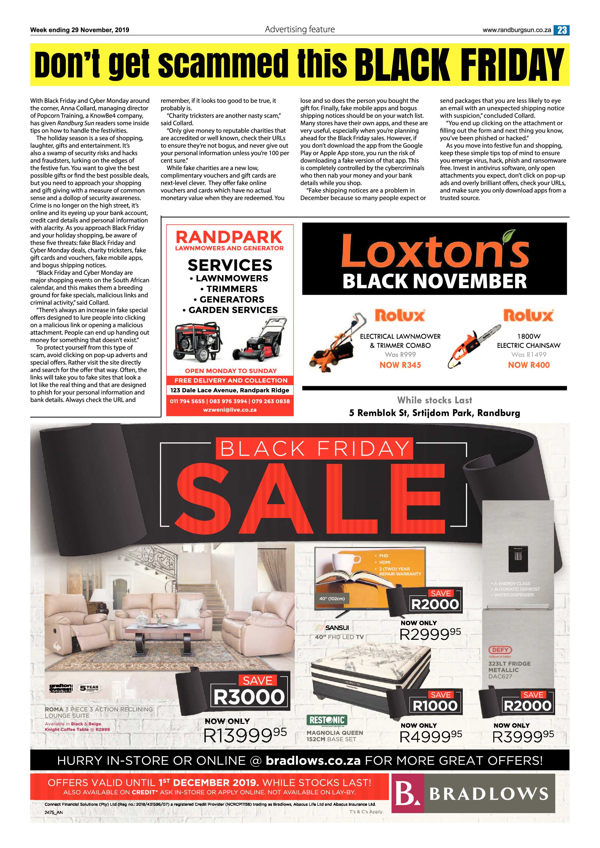 Randburg Sun 29 November 2019 page 23