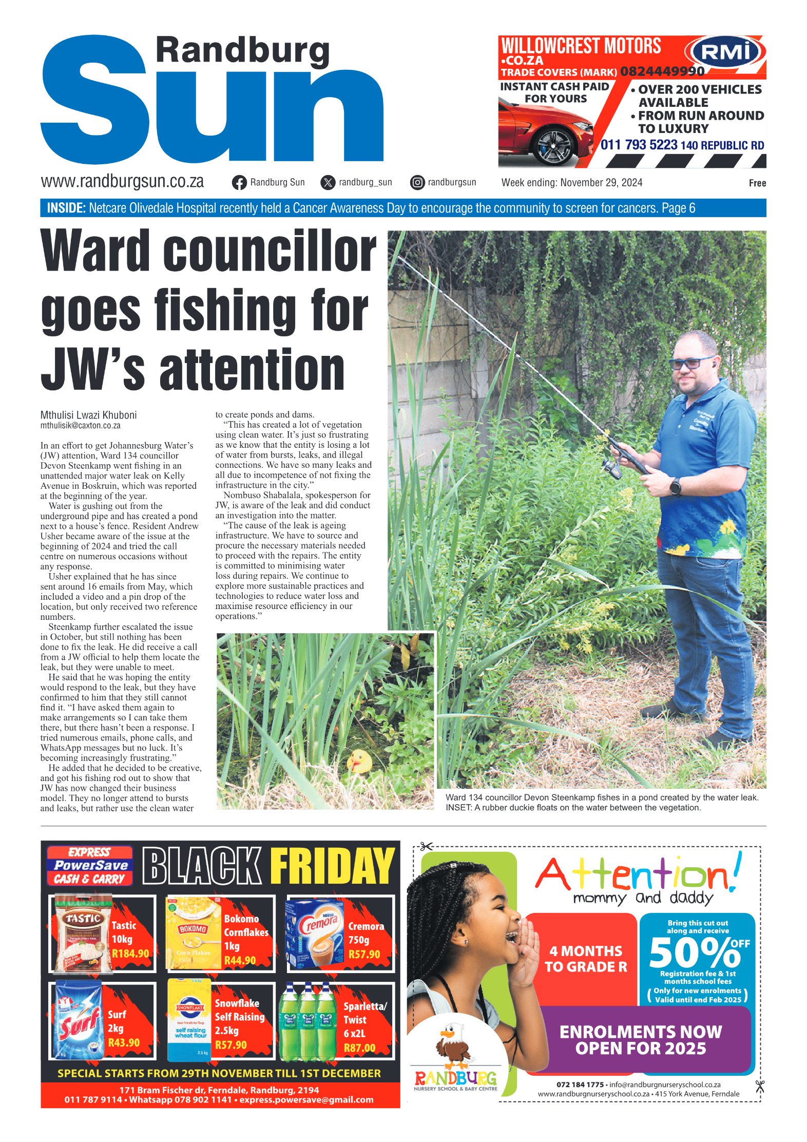 Randburg Sun 29 November 2024 page 1