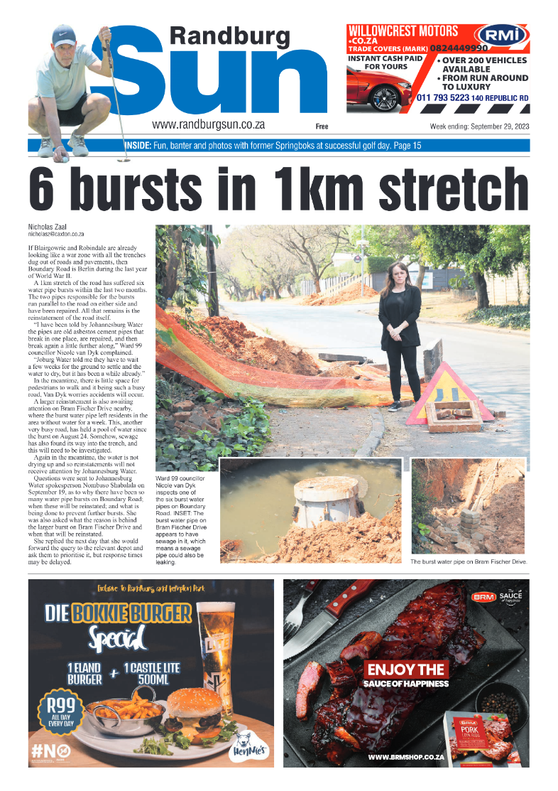 Randburg Sun 29 September 2023 page 1