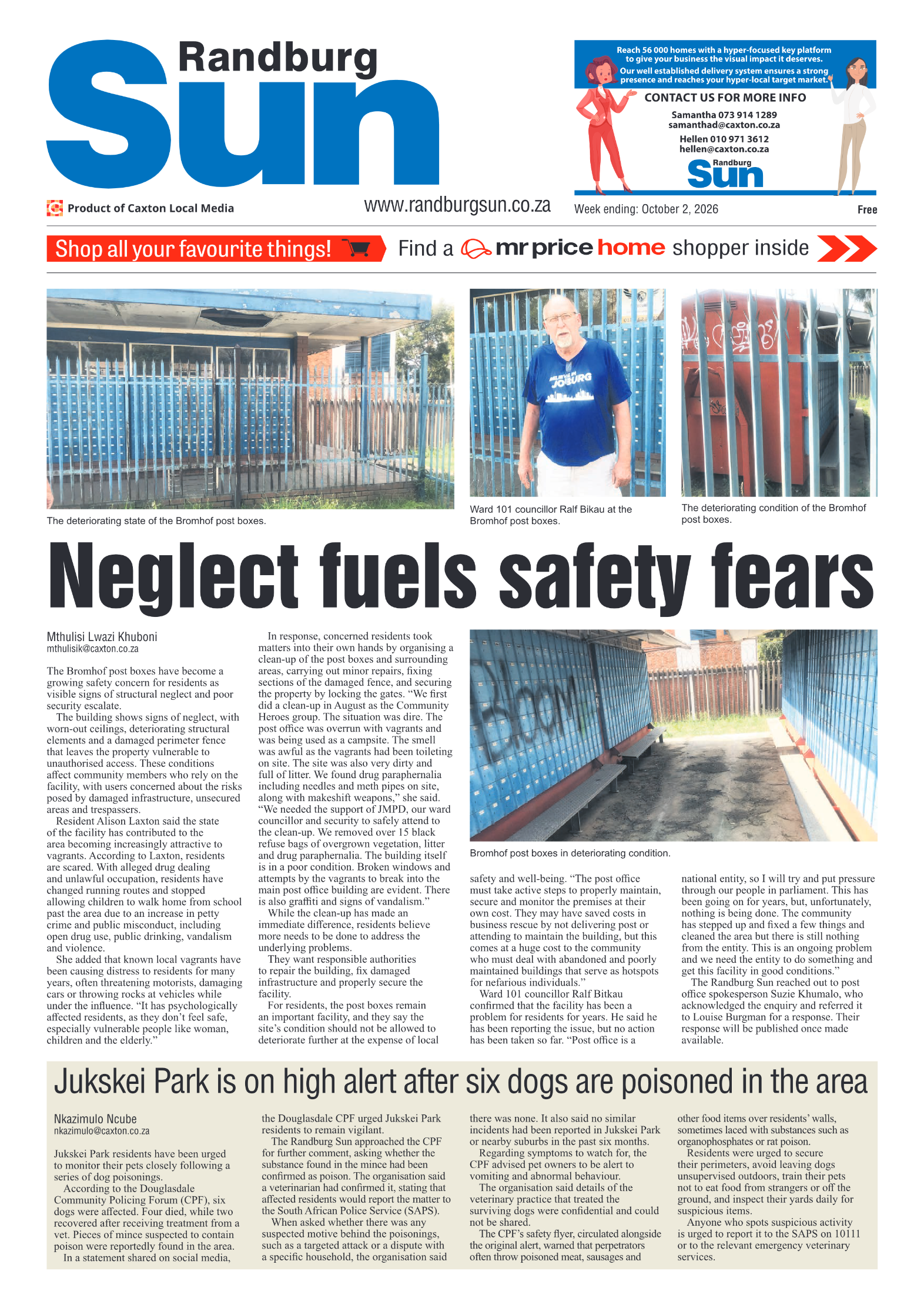 Randburg Sun 2 October 2026 page 1