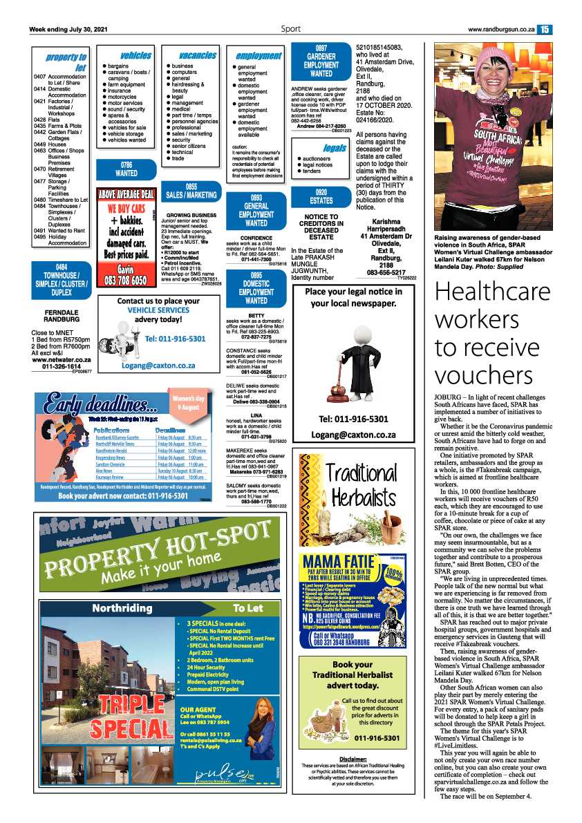 Randburg Sun 30 July 2021 page 17