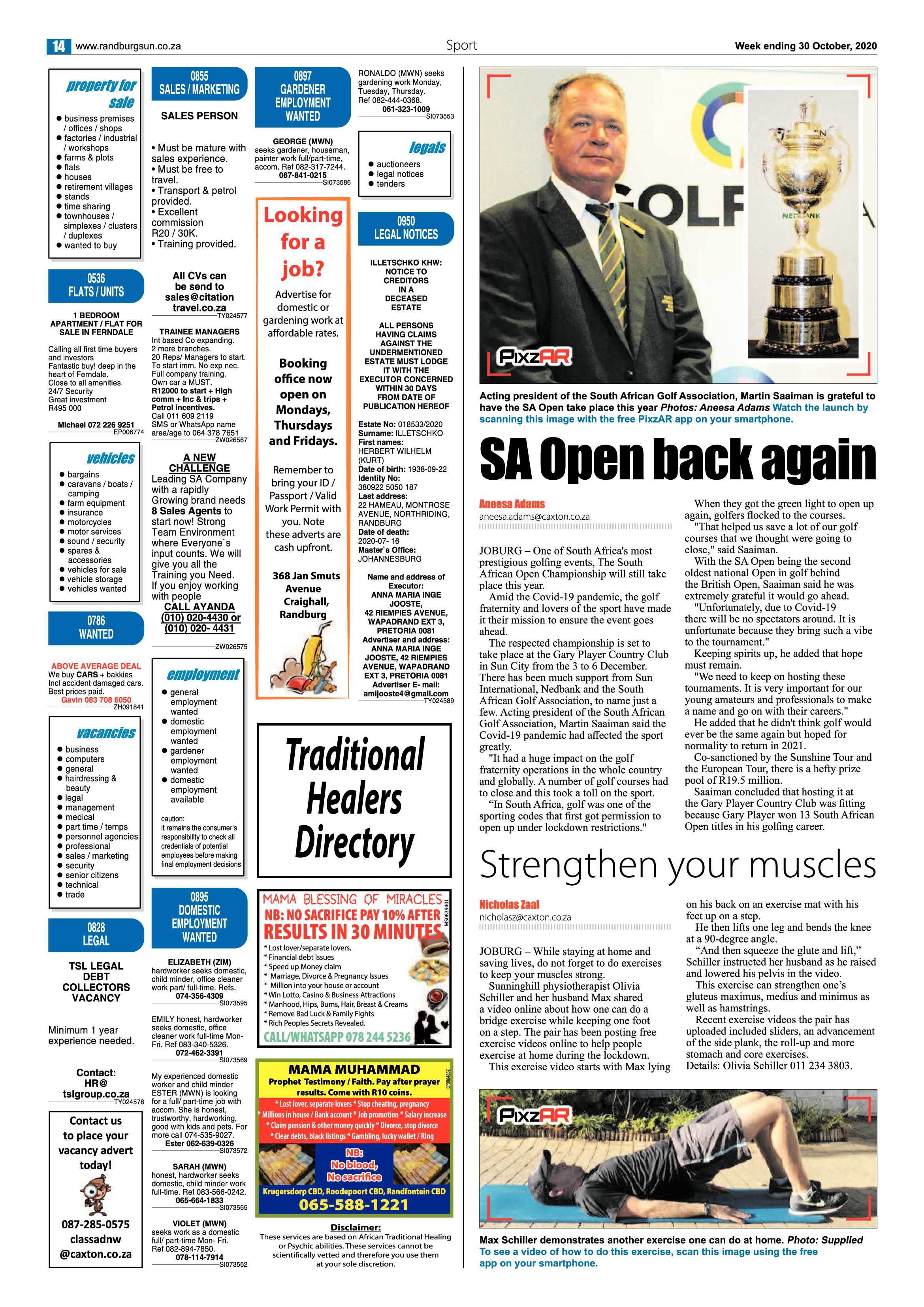 Randburg Sun 30 October 2020 page 14