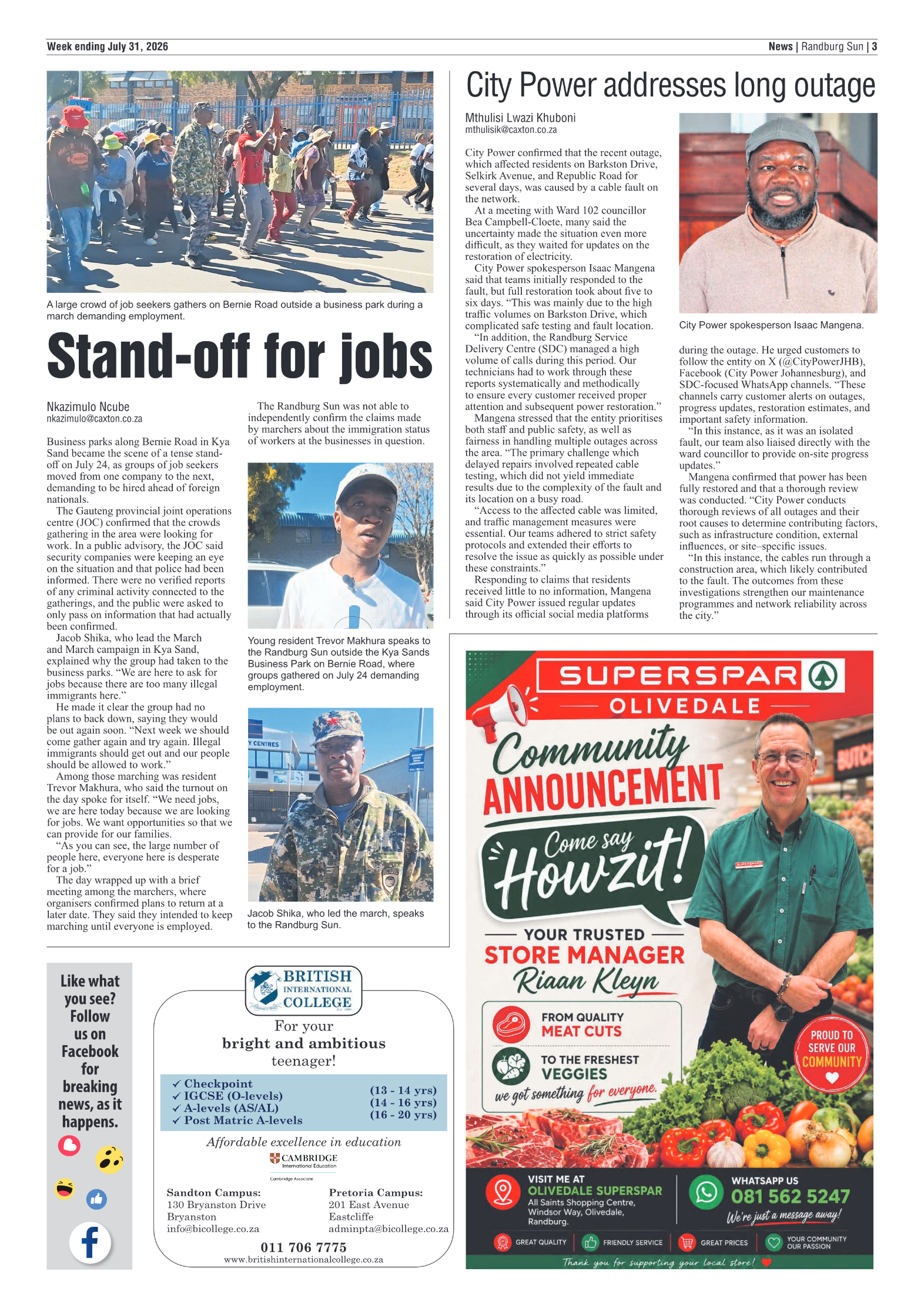 Randburg Sun 31 July 2026 page 3
