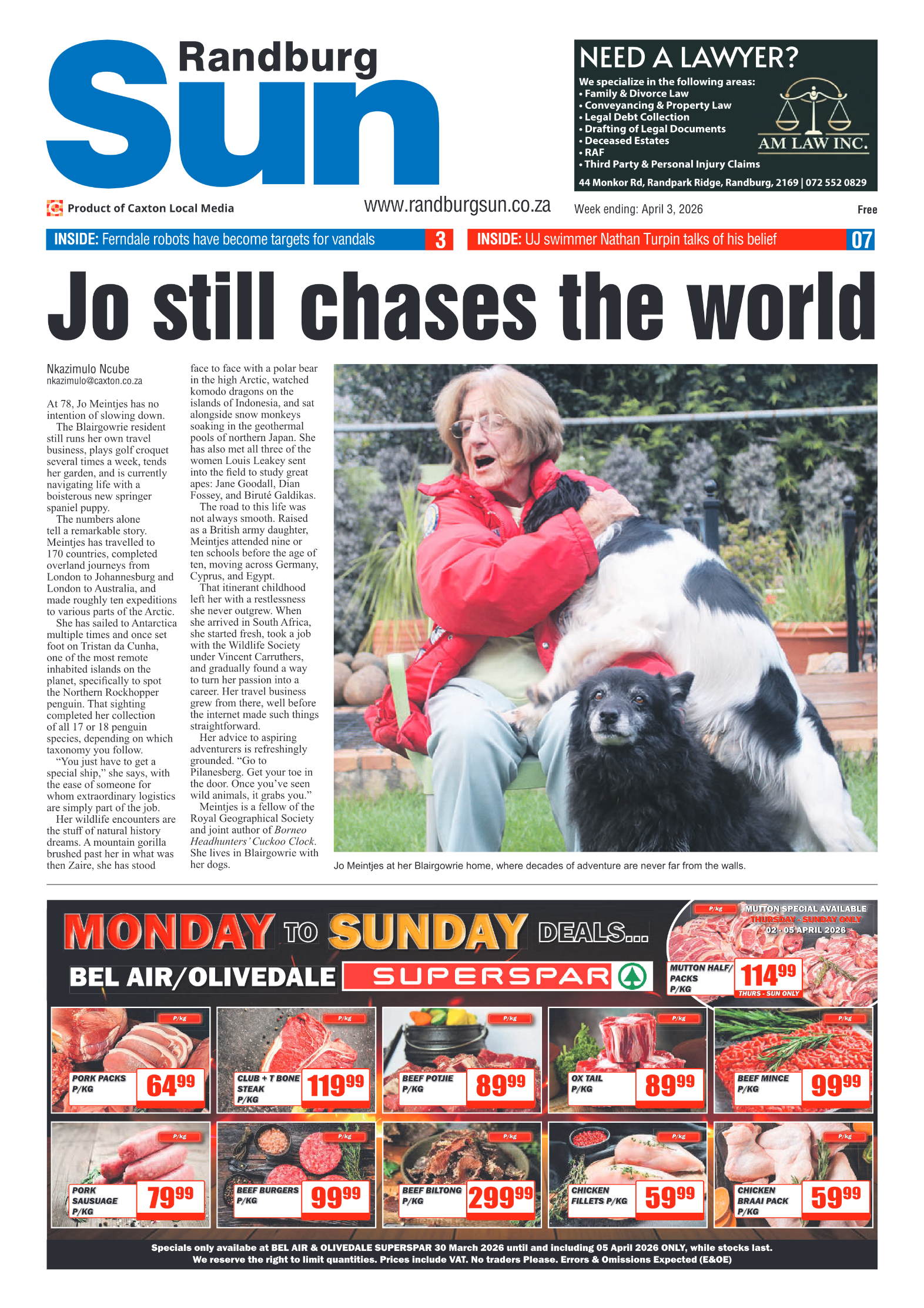 Randburg Sun 3 April 2026 page 1