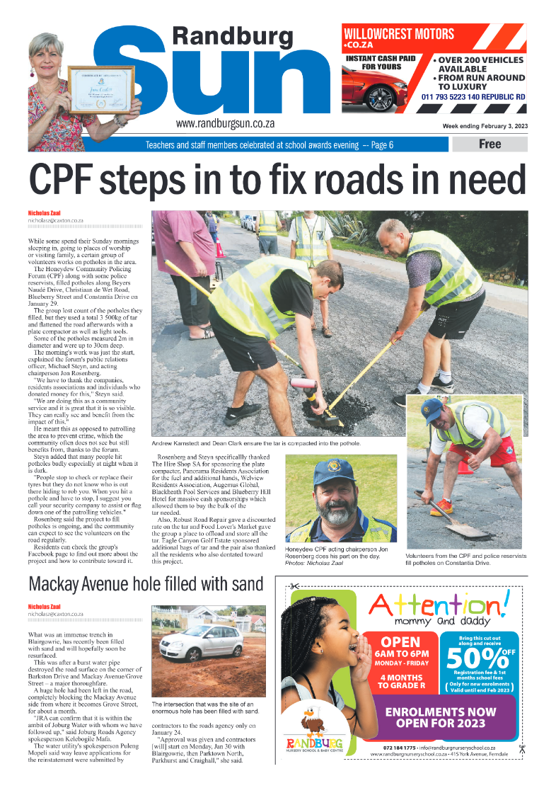 Randburg Sun 3 Feb 2023 page 1