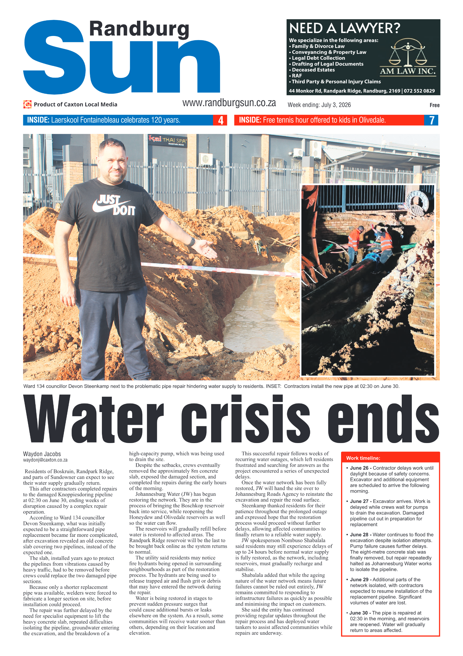 Randburg Sun 3 July 2026 page 1