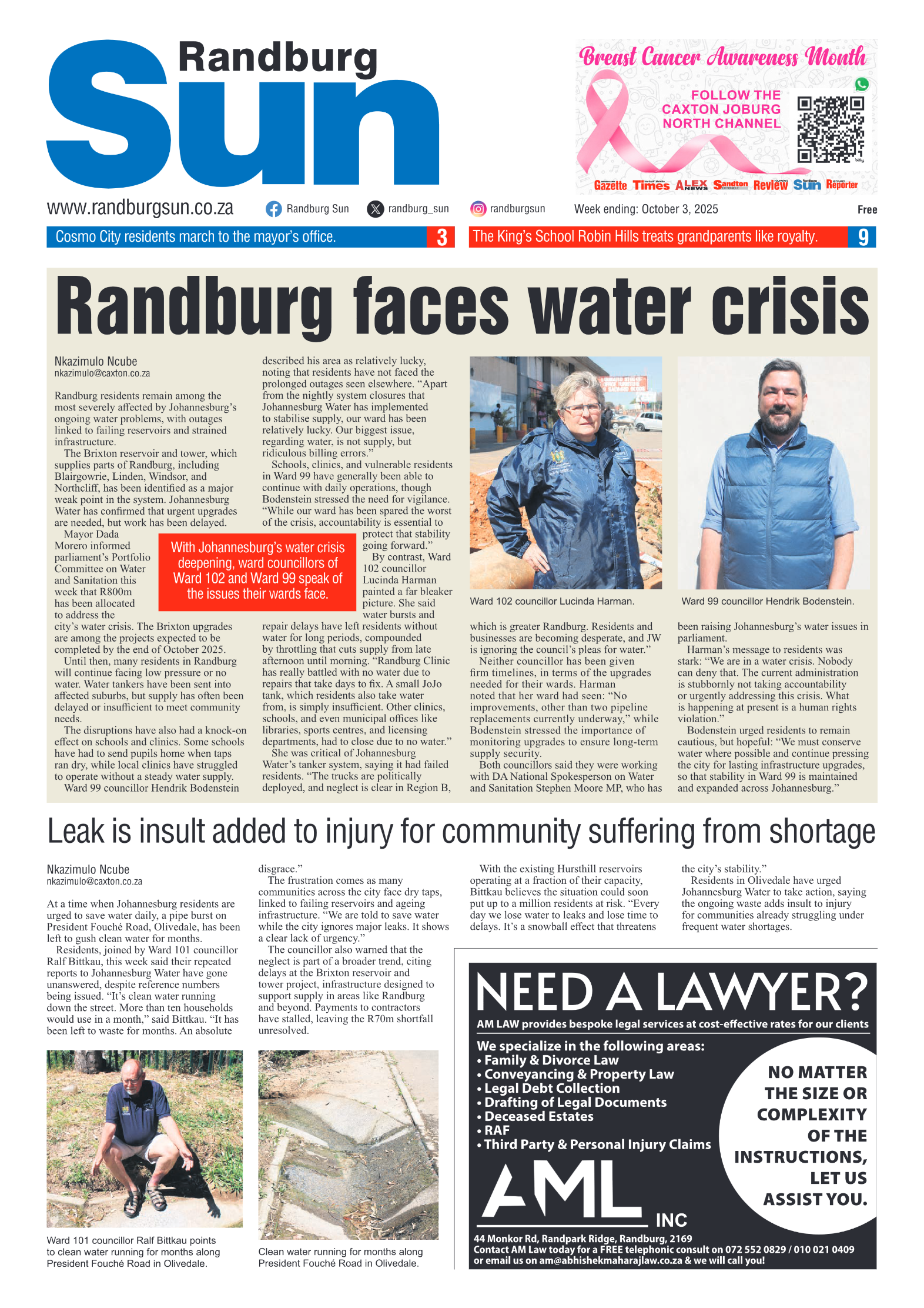 Randburg Sun 3 October 2025 page 1