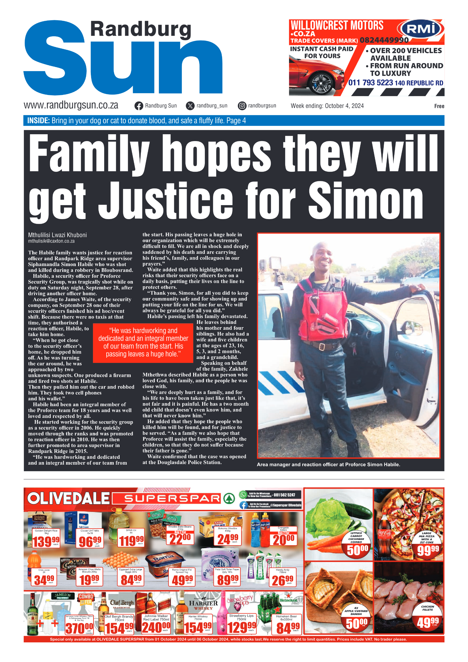 Randburg Sun 4 October 2024 page 1