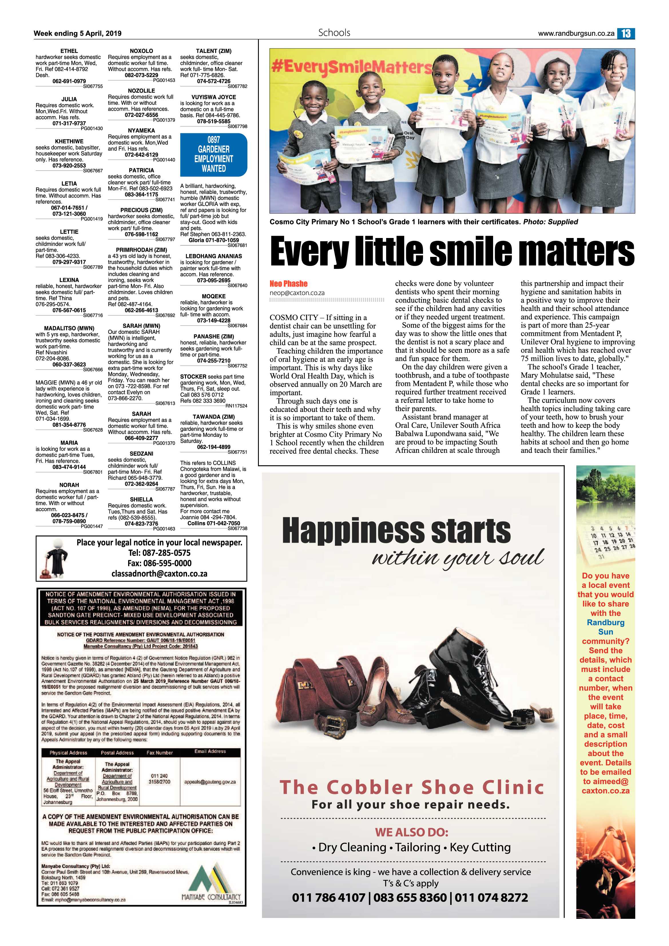 Randburg Sun 5 April, 2019 page 13