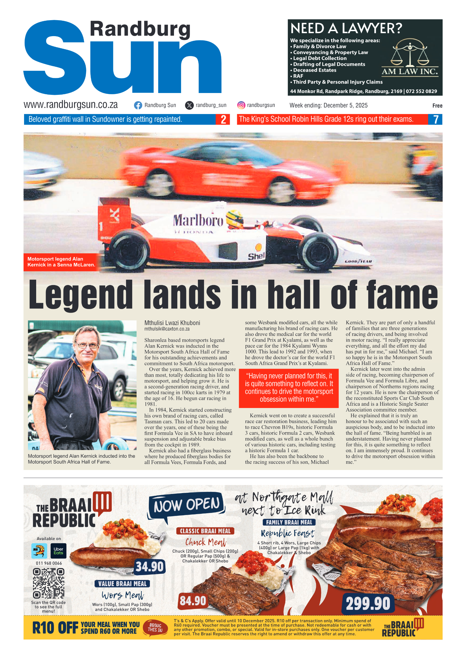 Randburg Sun 5 December 2025 page 1