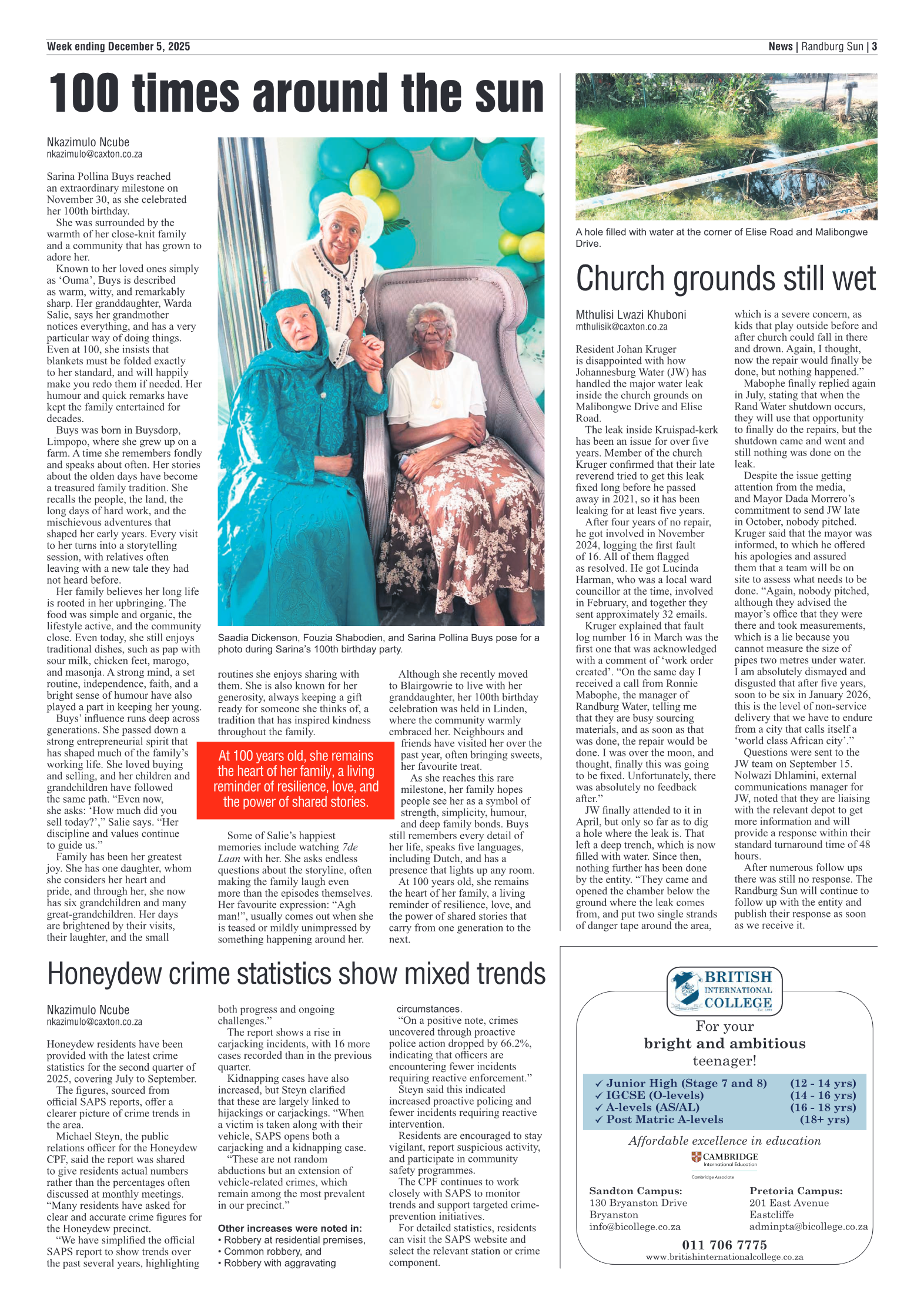 Randburg Sun 5 December 2025 page 3