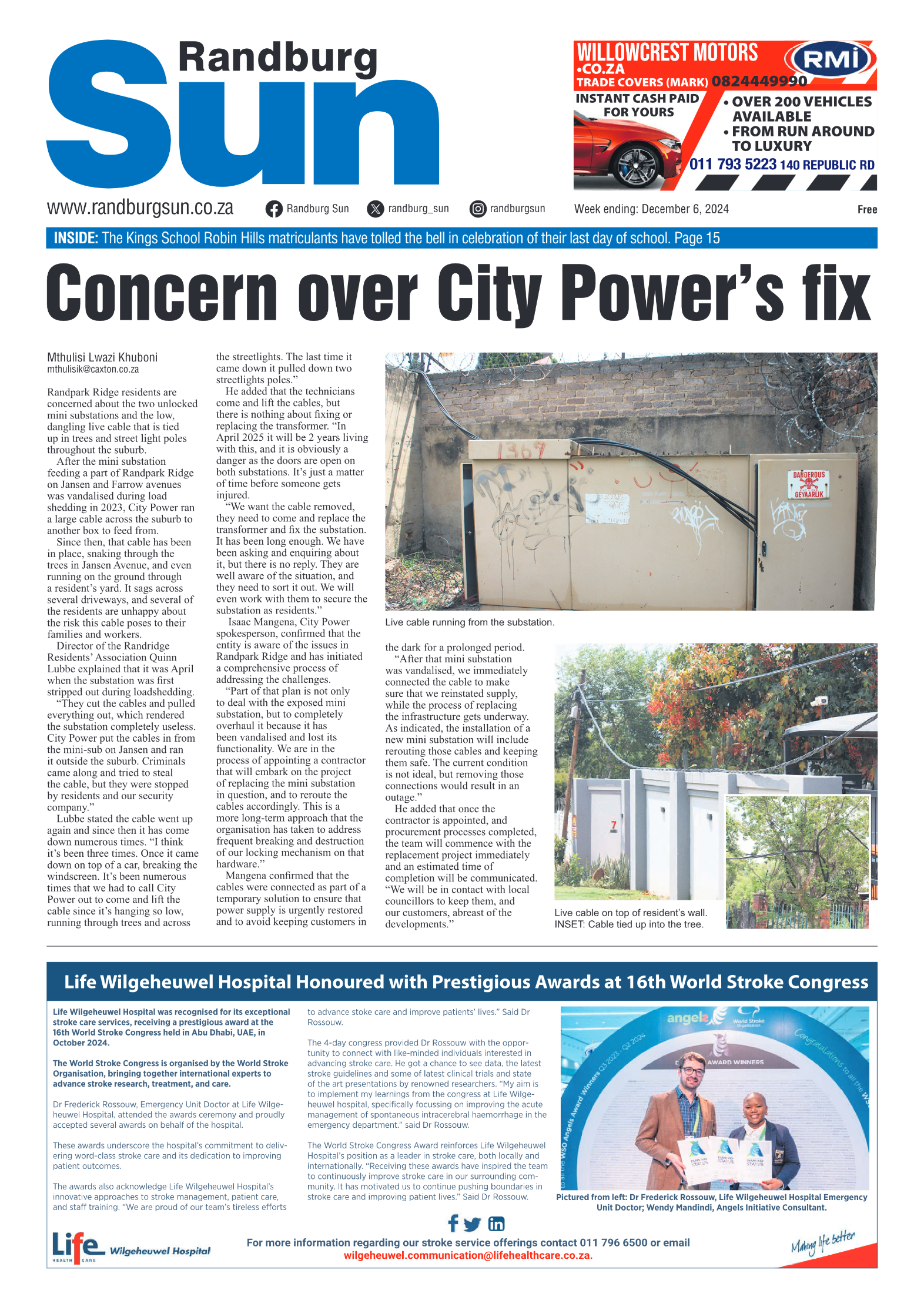 Randburg Sun 6 December 2024 page 1