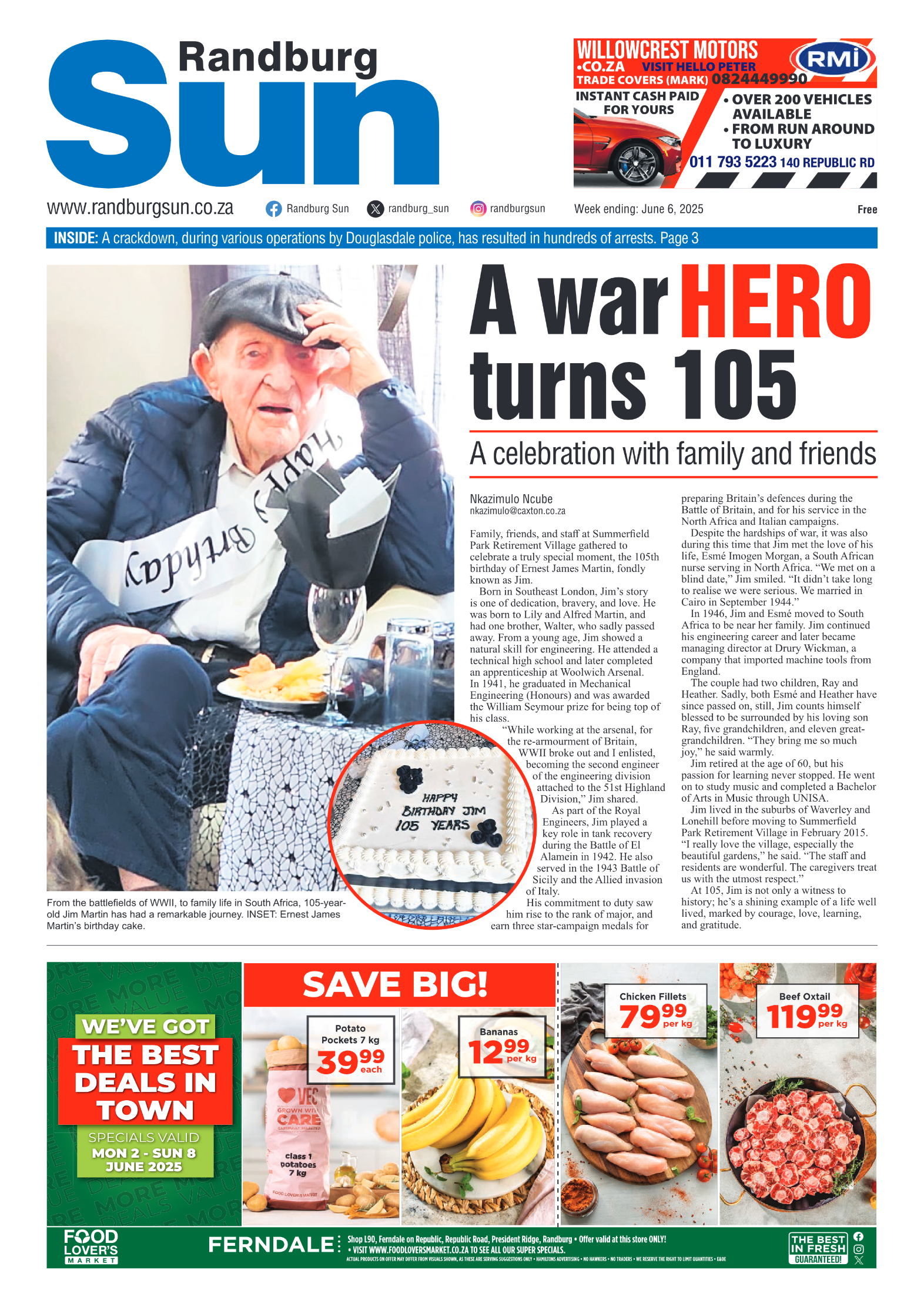 Randburg Sun 6 June 2025 page 1