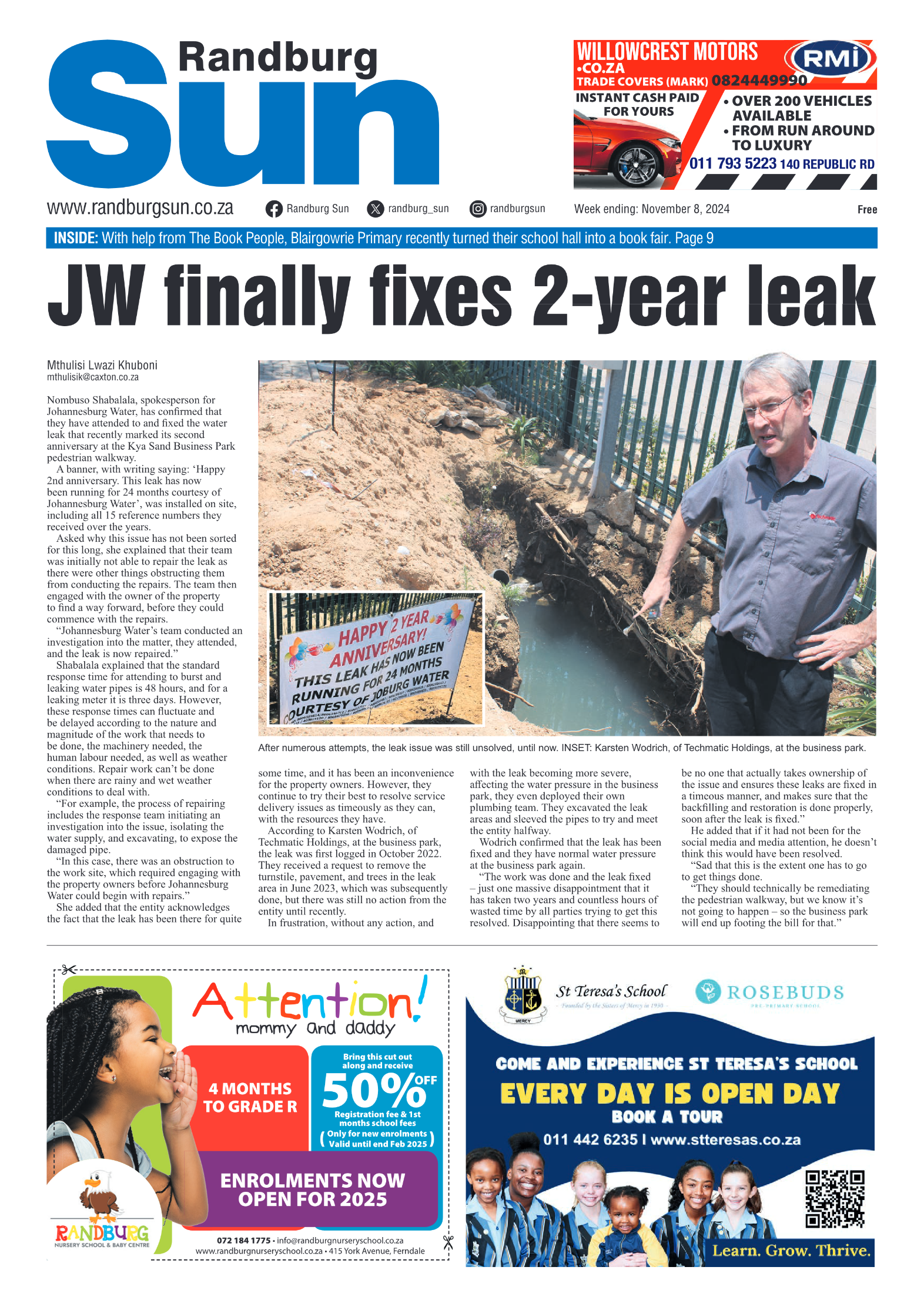 Randburg Sun 8 November 2024 page 1
