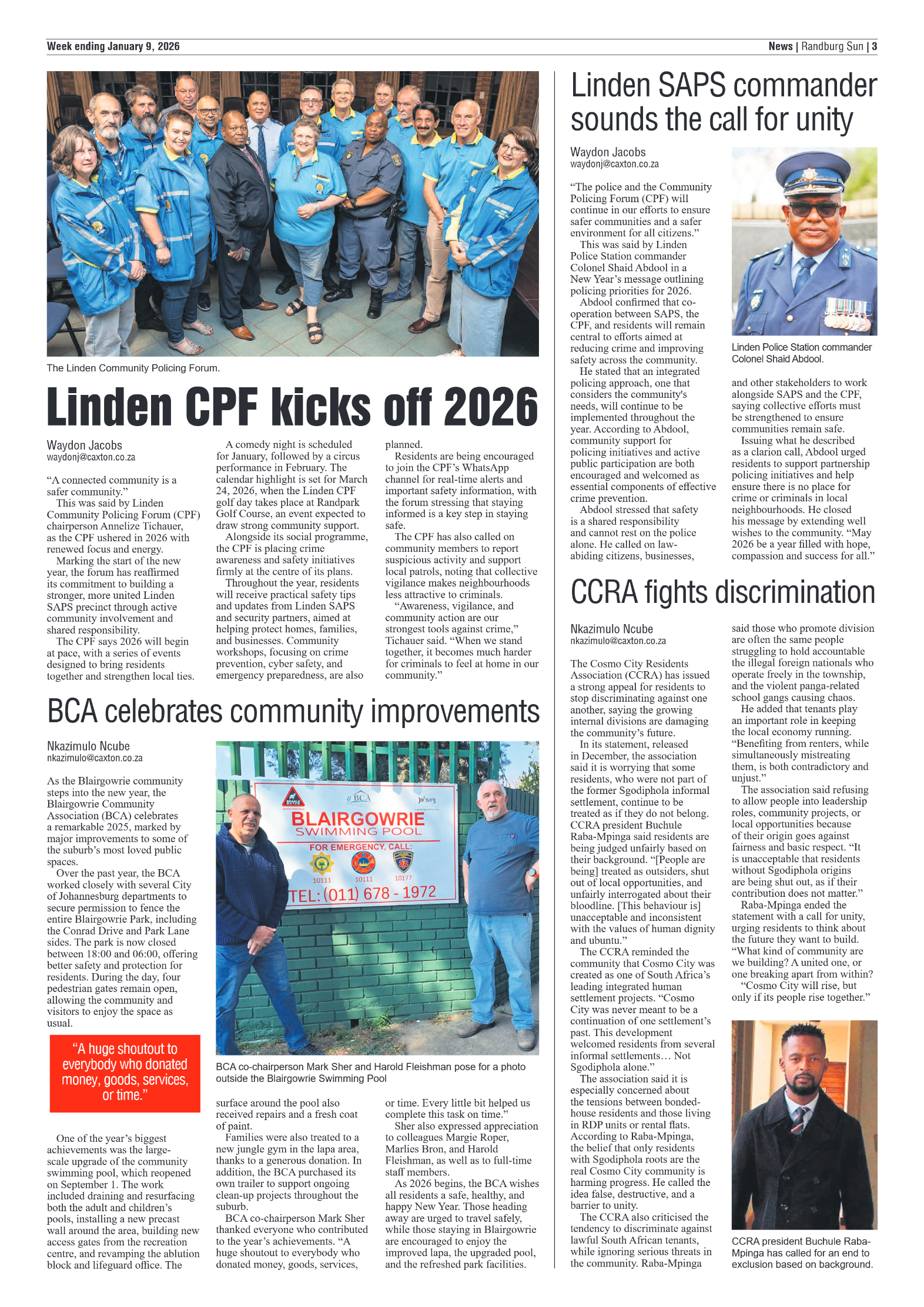 Randburg Sun 9 January 2026 page 3