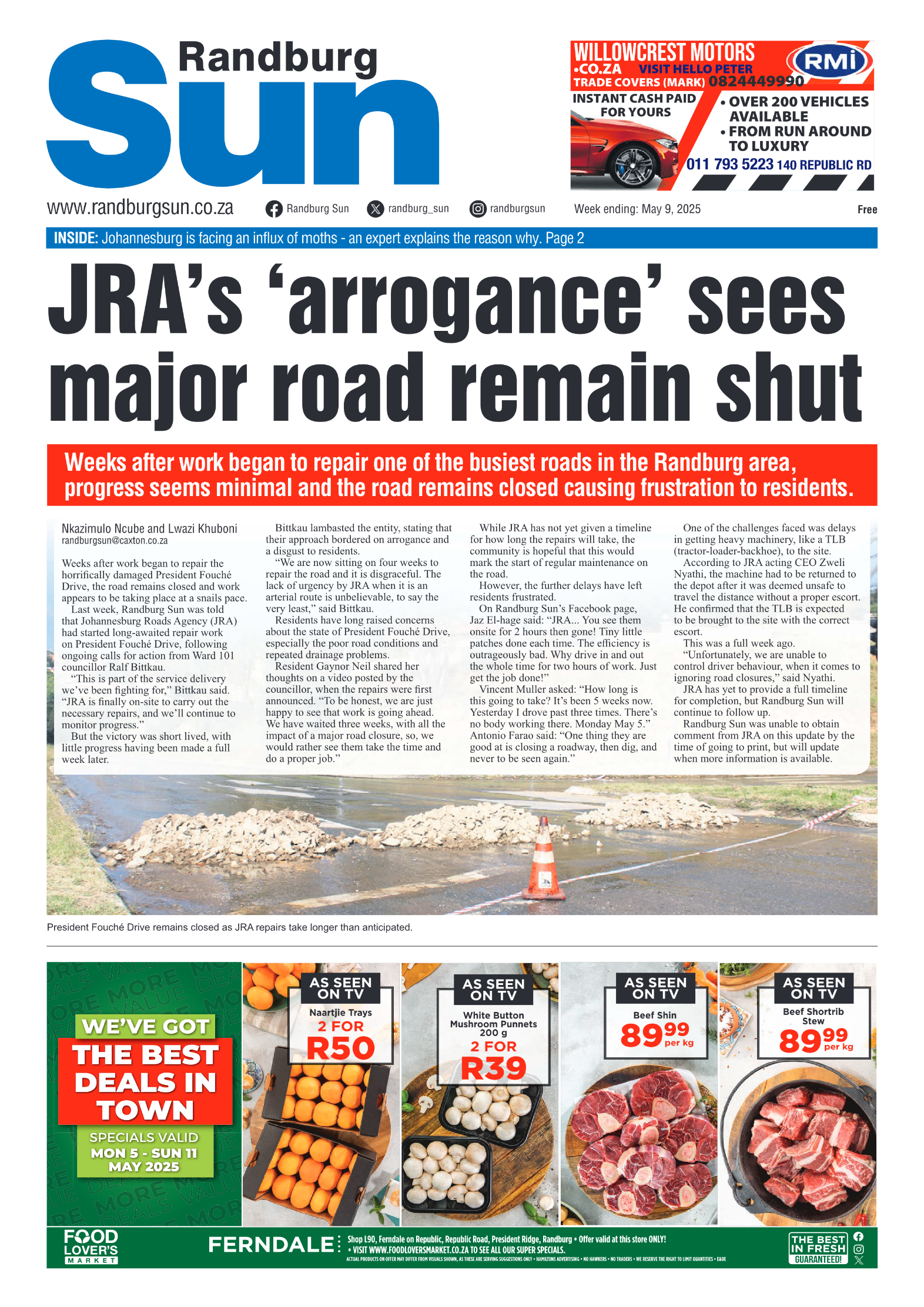 Randburg Sun 9 May 2025 page 1