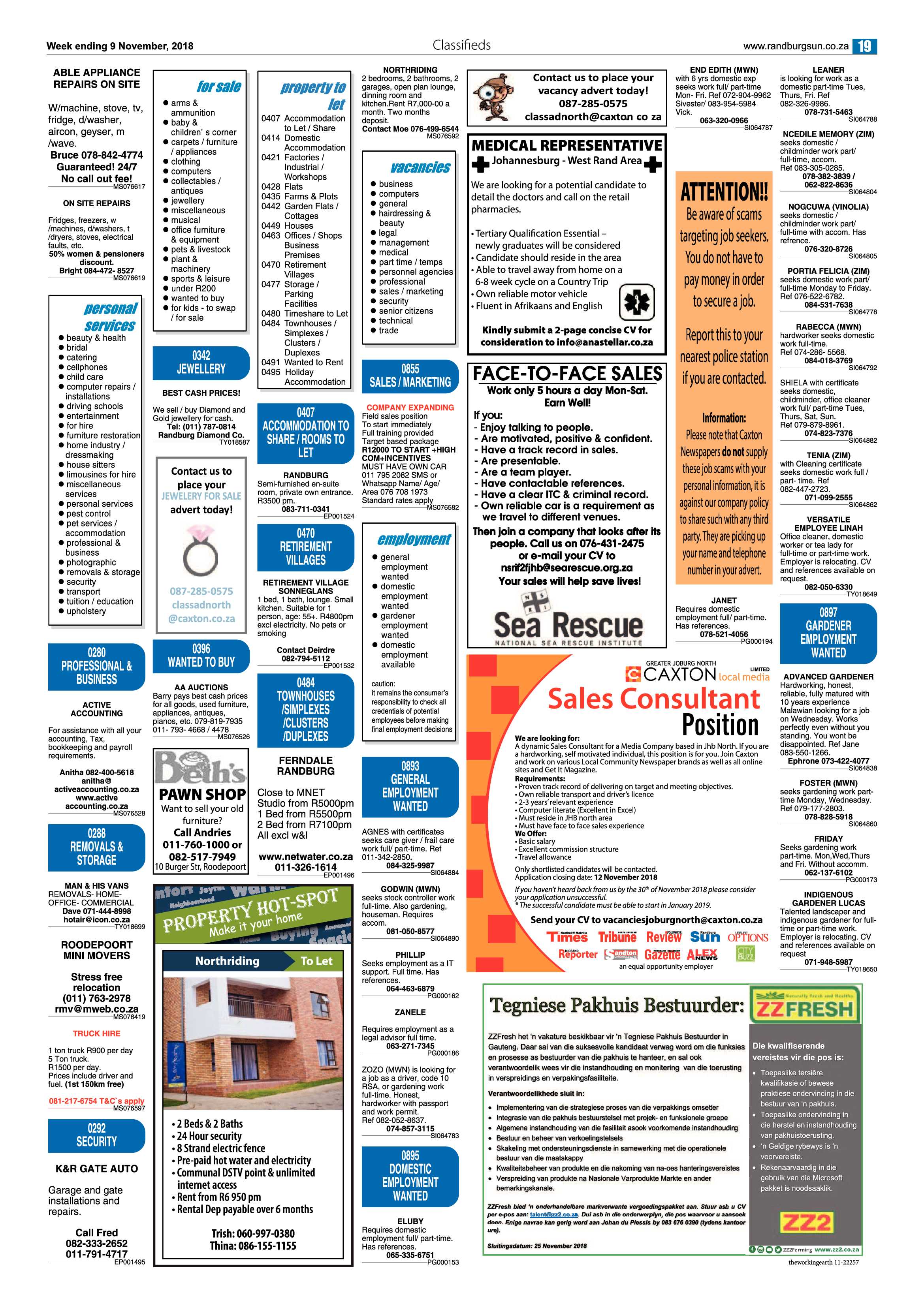 Randburg Sun 9 November 2018 page 19
