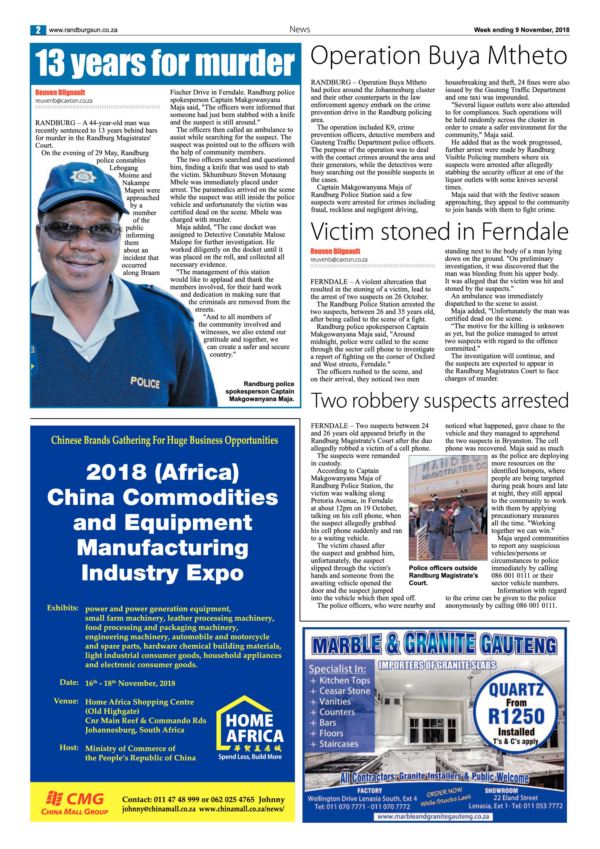 Randburg Sun 9 November 2018 page 2