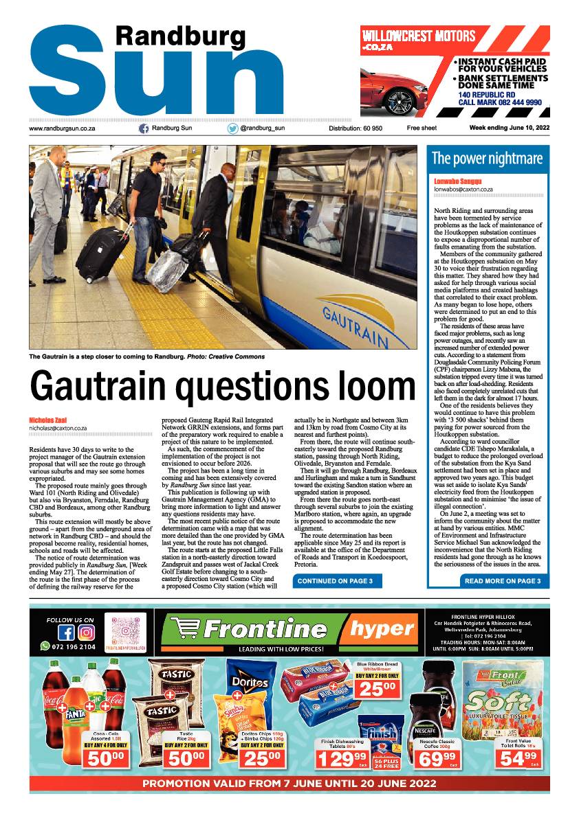 Randburg Sun June 10 2022 page 1