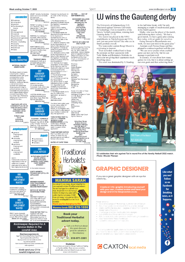 Randburg Sun October 7 2022 page 15