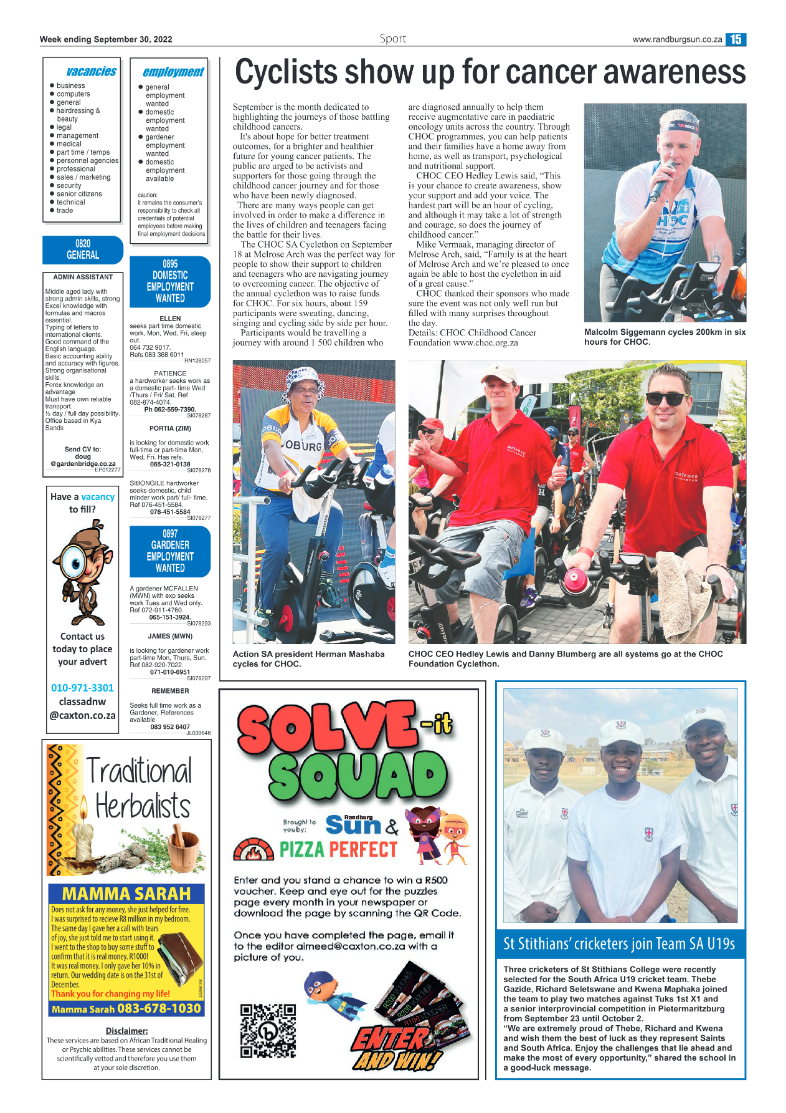 Randburg Sun September 30 2022 page 15