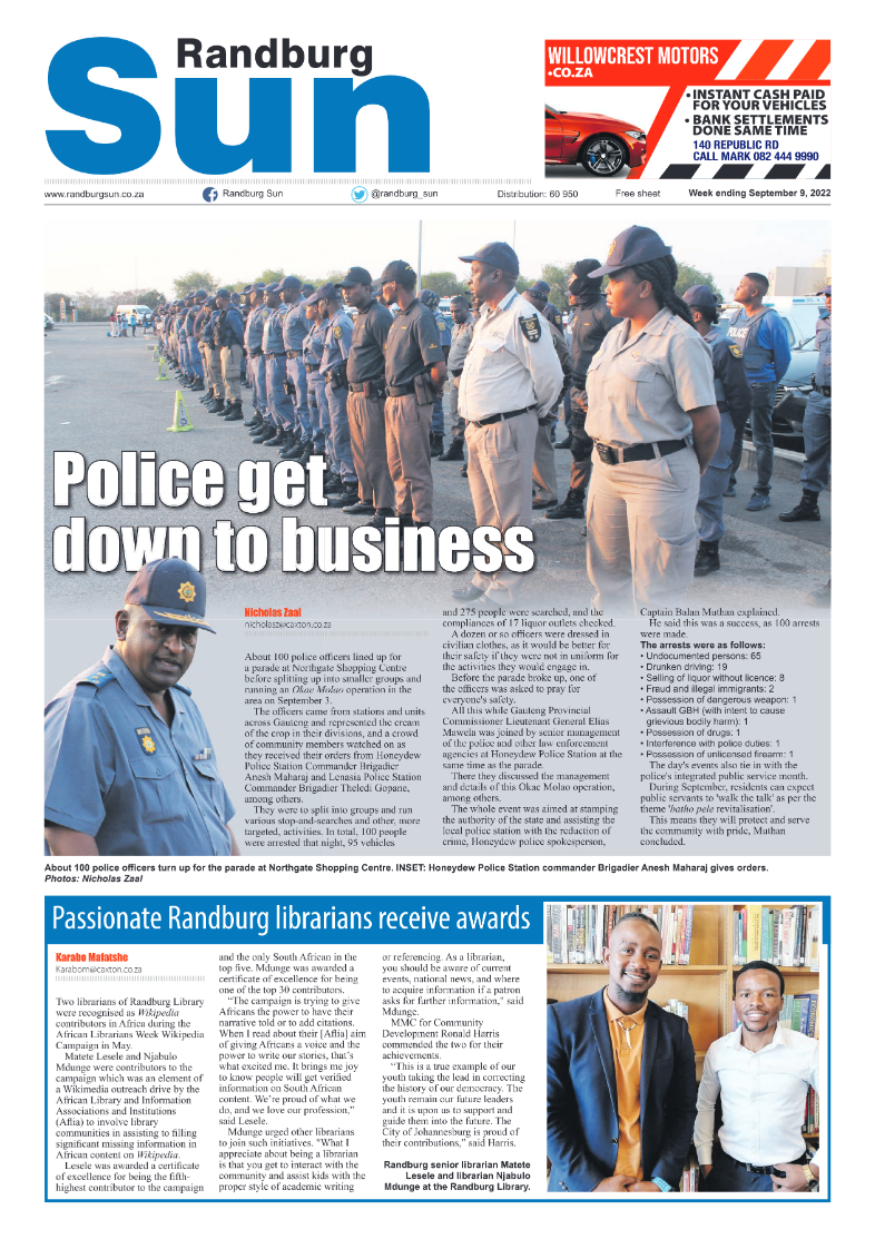 Randburg Sun September 9 2022 page 1