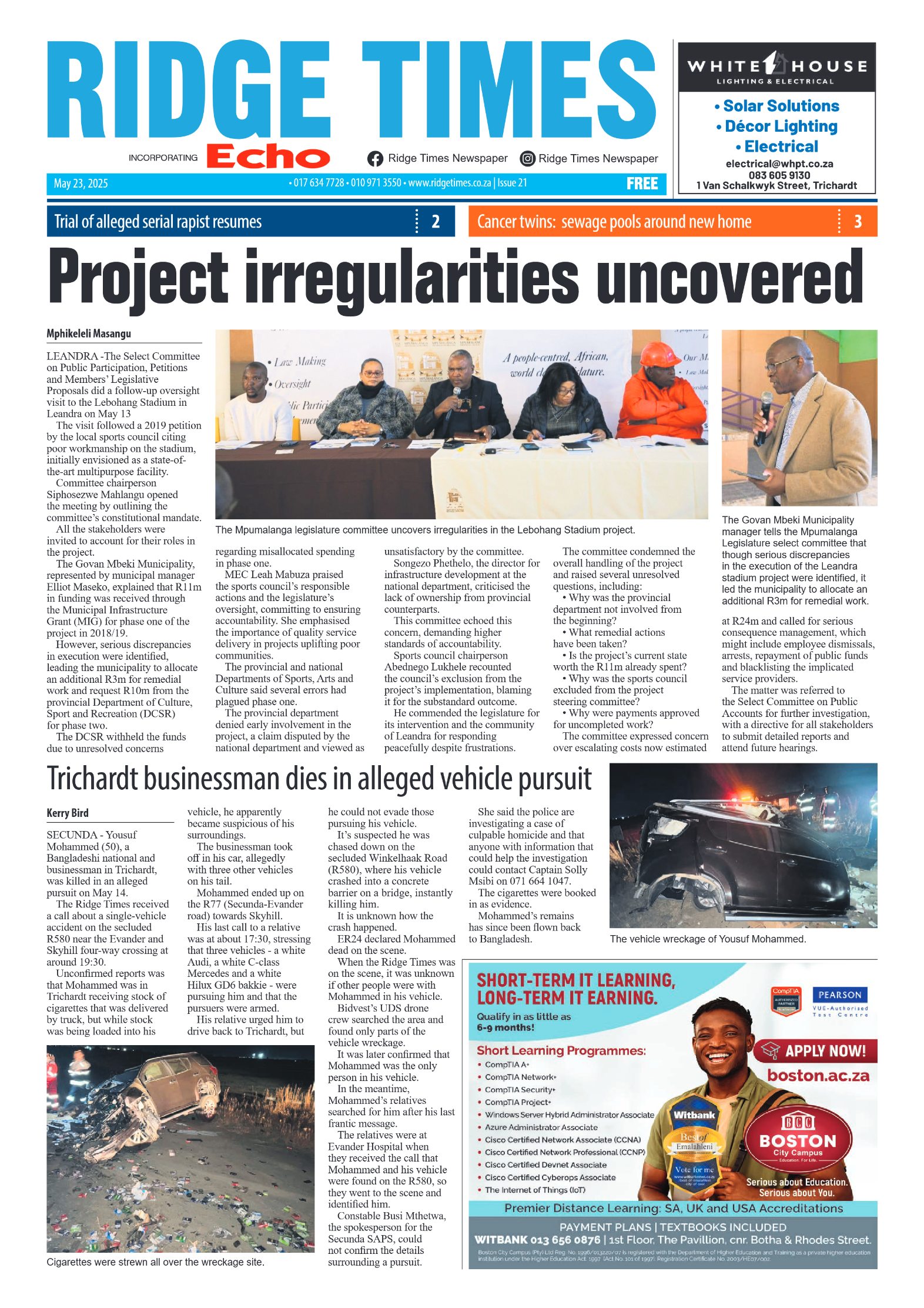 Ridge Times 23 May 2025 page 1