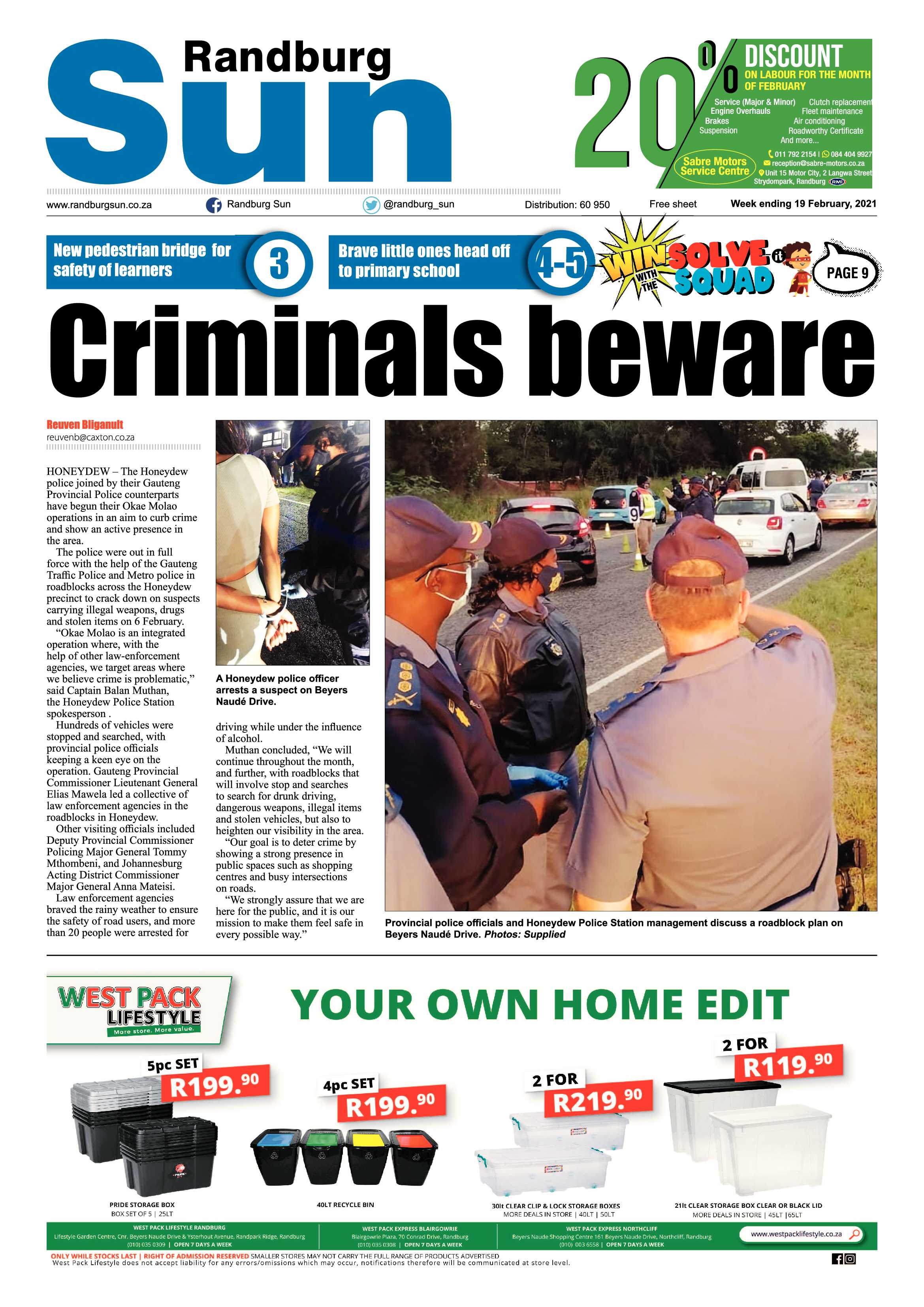 Randburg Sun 19 February 2021 page 1