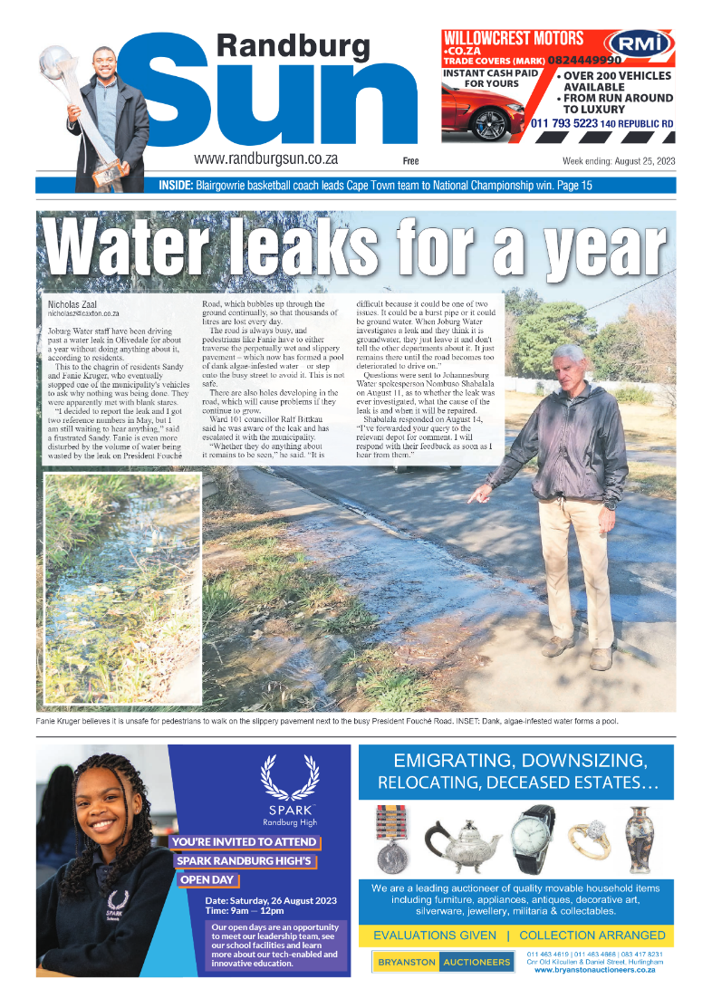 Randburg Sun 25 August 2023 page 1